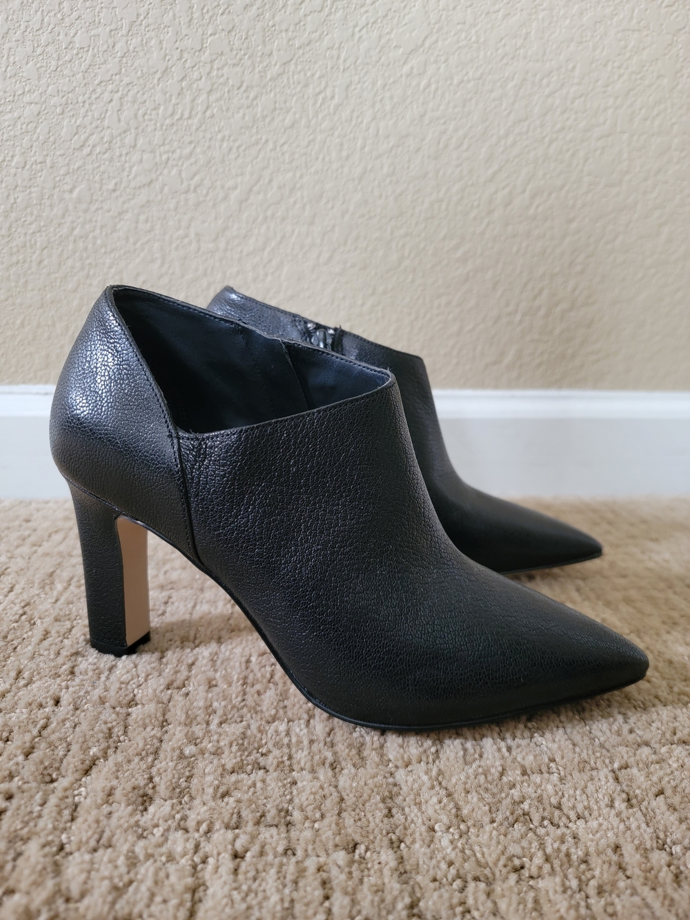 New Cole Haan Vestry Black Pointed Toe Heel Booties, Size 6.5